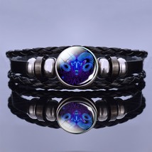 12 Zodiac Signs Constellation Charm Bracelet Men Women Fashion Multilayer Weave  - £11.96 GBP