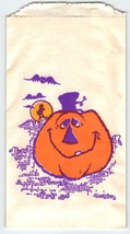 Trick Or Treat Halloween Candy Goodie Bag Bats JOL Pumpkin Moon Vintage Paper - £13.79 GBP