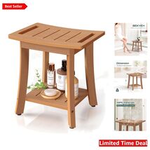 Versatile Waterproof Bath Stool - Teak Brown Shower Bench for Indoor &amp; O... - $123.70