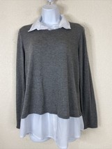 PerSeption Concept Womens Size M Gray Knit Blouse Long Sleeve Collared - £5.56 GBP