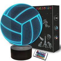 Volleyball 3D Night Light, Sport Mood Illusion Lamp For Kids With Remote Control - £23.59 GBP