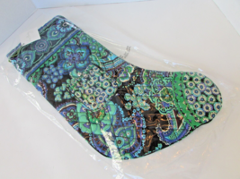 VERA BRADLEY CHRISTMAS STOCKING BLUE RHAPSODY POCKET BELL QUILTED NEW TAG - $9.85