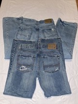 2 Pairs American Eagle Jeans Mens Sz 26/28 Low Rise Boot Blue Distressed - £18.34 GBP