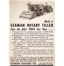 1949 Seaman Motors Rotary Tiller Tractor Advertisement Vintage Agricultu... - $27.90 CAD