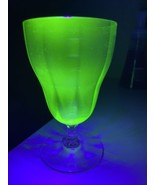 Vintage Uranium Glass Parfait Cup 5 3/8&quot; Tall 3&quot; Sundae Goblet Clear Ste... - £19.55 GBP