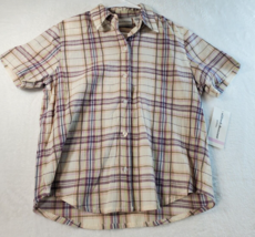 Alfred Dunner Button Up Shirt Womens Petite 6P Multi Plaid Cotton Short Sleeve - £13.77 GBP
