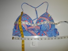 Betsey Johnson Push-Up Bikini Swim Top Only Blue Belle Flower L-NWOT - £23.55 GBP