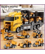 Die-Cast 7-in-1 Construction Truck Carrier Toy Set w/ Play Mat | Gift fo... - $782.05 MXN
