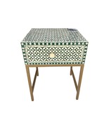 Handmade camel bone inlay morocco pattern  wooden one drawer bedside / n... - $10,258.60 MXN