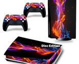 For PS5 Disc Edition Console &amp; 2 Controller Burning Orange Vinyl Wrap Sk... - $14.97