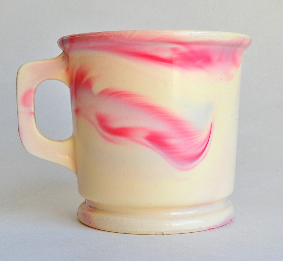 Flinn Plastic Shaving Mug Unbreakable William Marvy Pink Yellow Swirl Marble VTG Item image 2