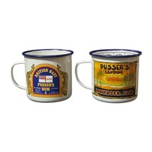 2 Pussers Rum Enameled Tin Coffee Tea Mug Cup British Navy Painkiller Club - $17.81