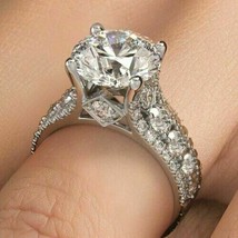 White Moissanite 3.15Ct Round Cut 925 Sterling Silver Engagement Ring in Size 9 - £120.86 GBP