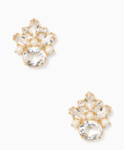 Kate Spade Chantilly Gems Stud Earrings Crystal Pearl Bridal Gold Stamped - £23.22 GBP