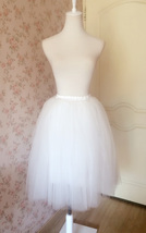 White Tulle Midi Skirt Outfit Women Plus Size Midi Tutu Skirt for Wedding image 3