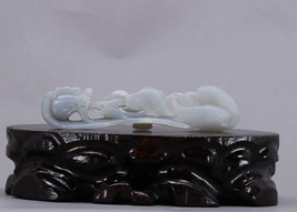 Chinese Gray Hetian Jade Belthook w Dragon &amp; Phoenix - £141.54 GBP