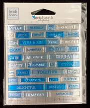 New Heidi Grace Self Adhesive Metal Words Stickers NOS Blue Silver Coupl... - $2.95