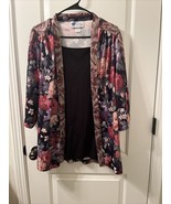 Top Notch Size 16 Womens Floral 3/4 Blouse Sleeve Open Front Top - $35.28