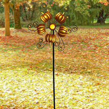 Fall Wind Spinner Stakes Windmill Yard Garden Decor Choose LEAVES or PUM... - $35.63+