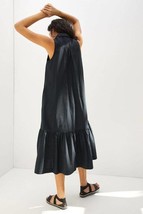 New Anthropologie Maeve Paola Flounced Midi Dress $148 BLACK X-SMALL - £55.07 GBP