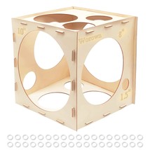 14 Holes Collapsible Wood Balloon Sizer Box, 1-10 Inch Balloon Sizer Cube, Ballo - £19.43 GBP