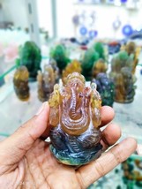 Fluorite Lord Ganesh Crystal Stone Idol Statue Figurine Pooja Gift Genas... - £63.23 GBP