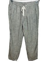 Caslon Linen Pants Wide Leg Cropped Capri Womens Medium Black / White Bo... - $16.66