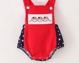 NEW Boutique 4th of July Boys Smocked Embroidered Us Flag Romper Jumpsuit - £13.54 GBP