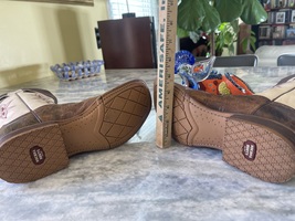 Nocona women’s brown and tan  size 8.5 B leather cowboy boots with red stitching image 6