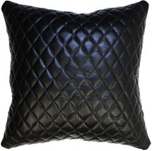 Quilted Home Decorative Genuine Sheepskin Leather Black Cover Mermaid Cushion - £34.78 GBP
