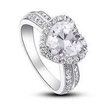 2Ct Heart Cut Created Diamond Halo 925 Sterling Silver Wedding Anniversary Ring - £60.88 GBP