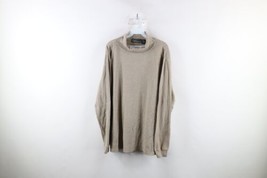 Vintage 90s Streetwear Mens XL Faded Blank Long Sleeve Turtleneck T-Shirt Beige - £31.10 GBP