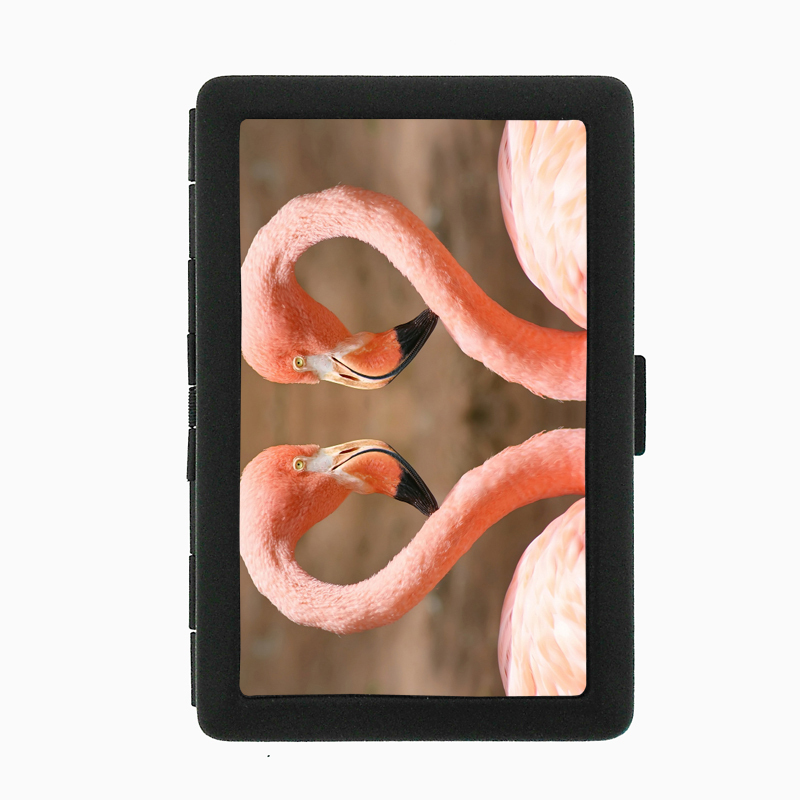 Flamingo Cigarette Case D3 Metal Wallet Pink Plummage Tropical Exotic Bird - $14.80