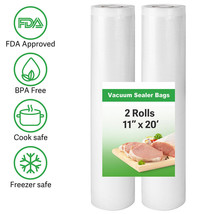 11&#39;&#39;X20&#39; 2 Rolls Food Vacuum Seal Rolls Keeper Sealer Bag Food Vac Bags ... - £26.74 GBP