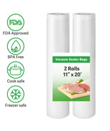 11&#39;&#39;X20&#39; 2 Rolls Food Vacuum Seal Rolls Keeper Sealer Bag Food Vac Bags ... - £27.23 GBP