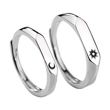 1 Pair Sun Moon Lovers Rings Set Couple Promise Wedding Bands Men Women Jewelry  - £7.78 GBP