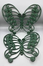 Vtg Homco Set Of Two Butterfly Wall Decor Green Scroll Design Large 10&quot; - $406.24 MXN
