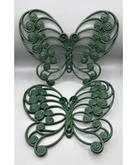 Vtg Homco Set Of Two Butterfly Wall Decor Green Scroll Design Large 10&quot; - $21.67