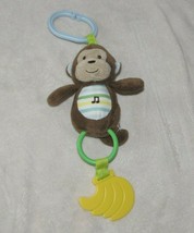 Carters Stuffed Plush Brown Monkey Baby Ring Link Clip On Toy Bananas Musical - $24.74