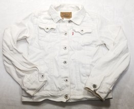 Levi&#39;s Denim Trucker Jacket Youth Kids Size L 12/14 White Ramie Cotton Blend - £9.44 GBP