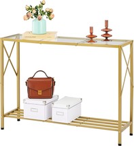 Hoctieon Gold Console Table, Entryway Table, Tempered Glass Sofa Table, Bedroom - £56.74 GBP