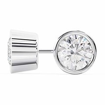 Brilliant Round Cut Solitaire Diamond Stud Earrings | Bezel Setting | 18k White  - £1,742.42 GBP