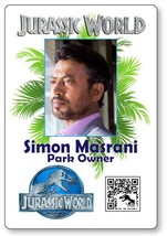 SIMON MASRANI from JurassicWorld Name Badge with PIN Fastener Halloween ... - £12.50 GBP