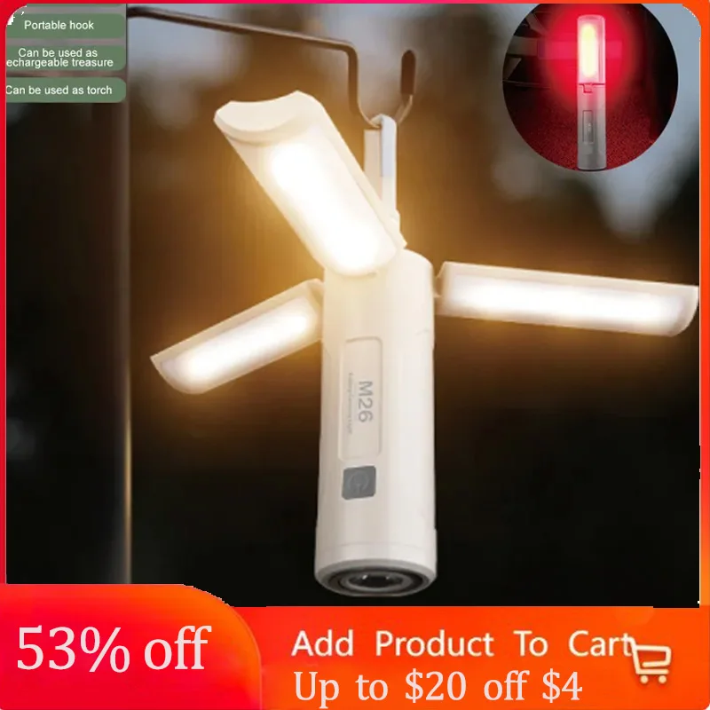 Foldable Camping Lantern Portable Power Bank Outdoor Lighting Flashlight Tent - £12.89 GBP+