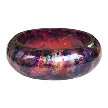 Hand Painted Splash of Purples Marble Effect Medium Wide Resin Bangle Bracelet f - £19.98 GBP