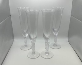 Set of 4 Faberge Crystal KISSING DOVES Champagne Flutes Glasses - £151.86 GBP