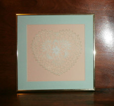 Crochet Lace Heart Framed and Matted 12&quot; x 12&quot;  - £15.68 GBP