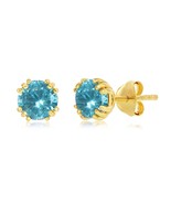 6mm Women&#39;s Earrings .925 Gold Plated 379120 - $29.00