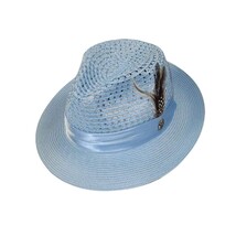 Men's Summer Spring Braid Straw style Hat by BRUNO CAPELO JULIAN JU910 Lt Blue image 3