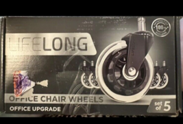 Lifelong Office Chair Wheels Upgrade Set 5 Black & Clear BL-2374 - $524.58 MXN